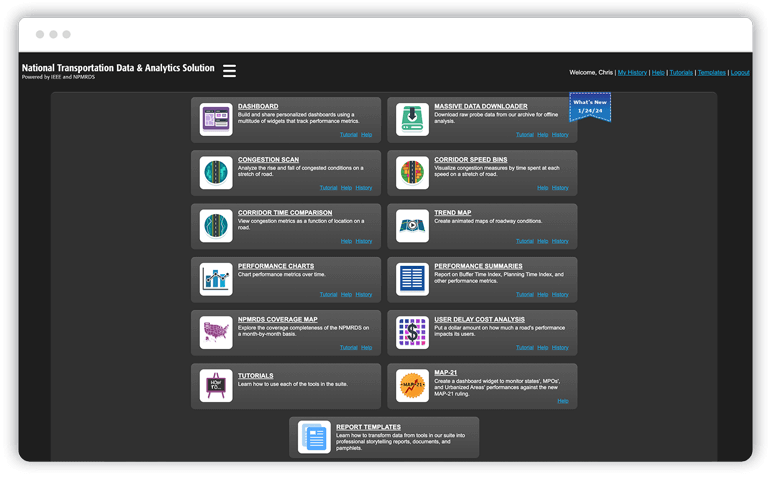 IEEE NTDAS Sample Screen: Dashboard