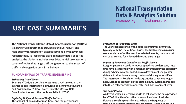 IEEE NTDAS Use Case Summaries