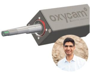 The OxyCam device with its inventor Husain Khaki.